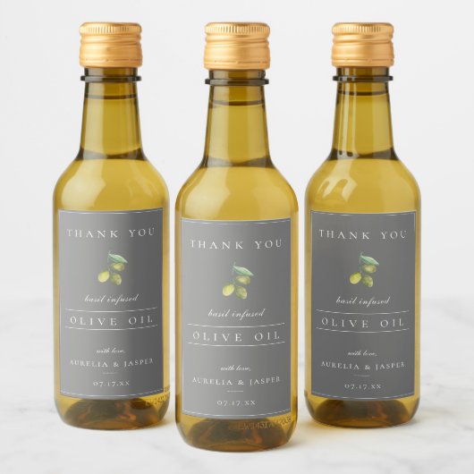 Moderne Infused Olive Oil Bedankt Label Grey Wijn Etiket (Flessen)