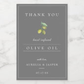 Moderne Infused Olive Oil Bedankt Label Grey Wijn Etiket (Enkel label)