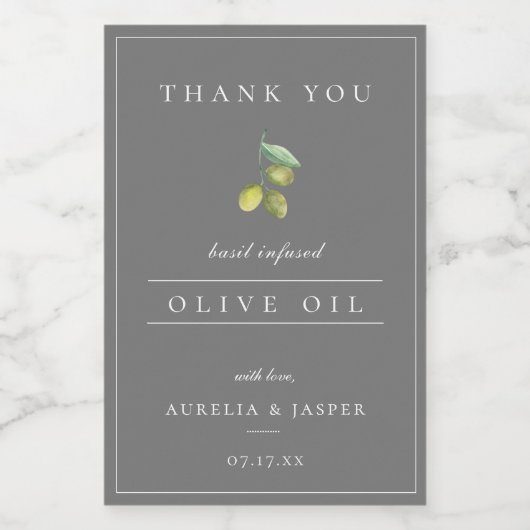 Moderne Infused Olive Oil Bedankt Label Grey Wijn Etiket (Enkel label)