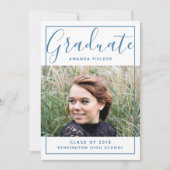 Moderne ingelijste afstudeerfoto | Blauw Kaart (Voorkant)