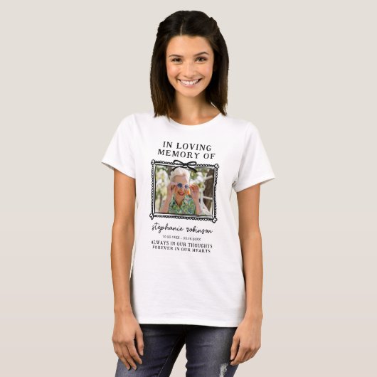 Moderne ingelijste foto begrafenismonument t-shirt (Voorkant volledig)
