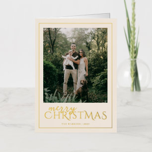 Moderne ingelijste vrolijke kerstfoto vanille folie feestdagenkaart