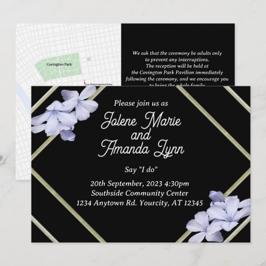 Moderne ingelijste Wildbloemen bruiloft uitnodigin Kaart (Voorkant / Achterkant)