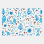 Moderne, ingevroren Blauwe Kerstfeestdag Inpakpapier Vel (Voorkant)