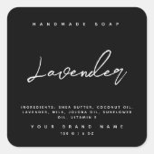 Moderne ingrediënten voor zelfgemaakte zeep zwart vierkante sticker (Voorkant)