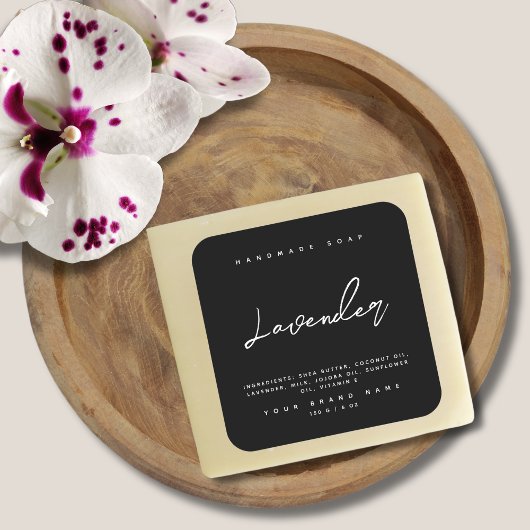 Moderne ingrediënten voor zelfgemaakte zeep zwart vierkante sticker