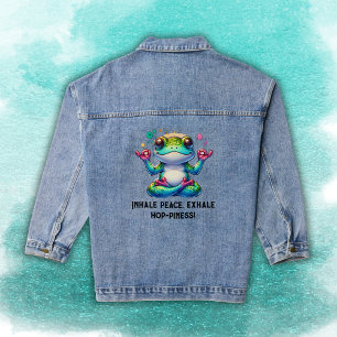Moderne Inhalatie Uitademing Groene Kikker   Denim Jacket