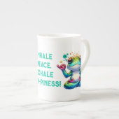 Moderne Inhalatie Uitademing Groene Kikker | Porselein Kop (Voorkant rechts)