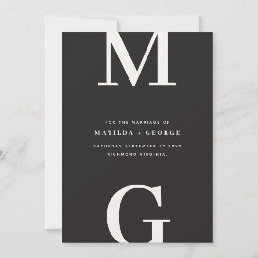 Moderne initiaal bold grafische typografie trouw save the date (Voorkant)