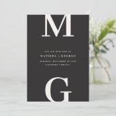 Moderne initiaal bold grafische typografie trouw save the date (Staand voorkant)