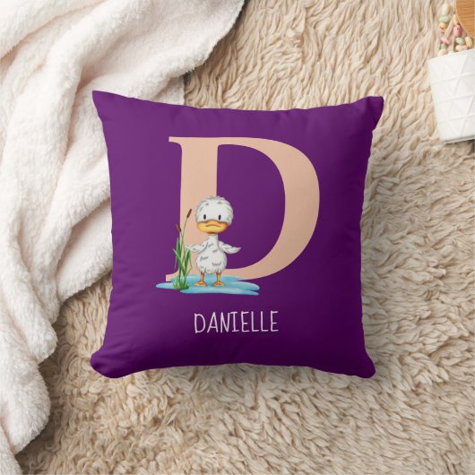 Moderne Initiaal D Monogrammed Eend Kindercrèche Kussen (Deken)