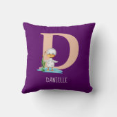Moderne Initiaal D Monogrammed Eend Kindercrèche Kussen (Achterkant)