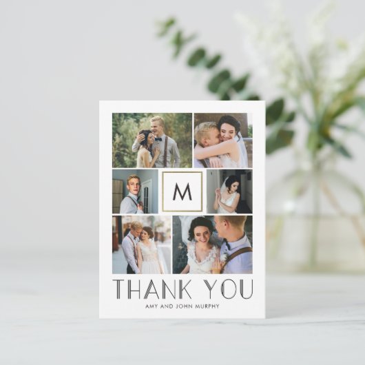 Moderne Initiaal EDITABLE COLOR Monogram Hartelijk Briefkaart (Staand voorkant)