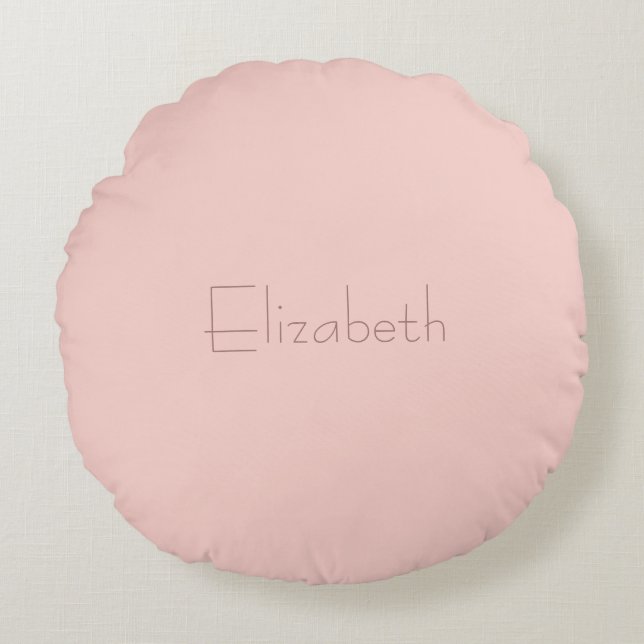 Moderne Initiaal elegant Blush roze naam Letter Rond Kussen (Voorkant)