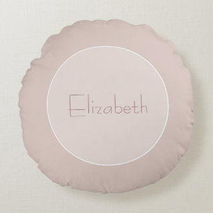 Moderne Initiaal elegant naam Letter beige Plain Rond Kussen