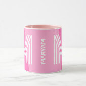 Moderne Initiaal & Gepersonaliseerd Roze Wit Monog Mok (Midden)