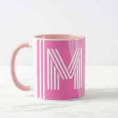 Moderne Initiaal & Gepersonaliseerd Roze Wit Monog Mok (Links)