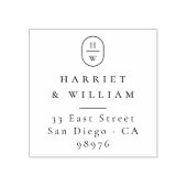 Moderne Initiaal Huwelijksmonogram Retouradres Rubberstempel (Afrduk)