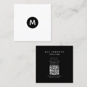 Moderne Initiaal minimalistische QR Code Professio Vierkante Visitekaartje (Voorkant / Achterkant)