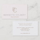 Moderne Initiaal Monogram Bleek Roze Schoonheid Visitekaartje (Voorkant / Achterkant)