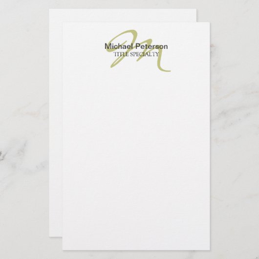 Moderne Initiaal Monogram Calligrafie Schrift Briefpapier (Voorkant / Achterkant)