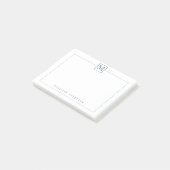 Moderne Initiaal Monogram Square Border Navy Blue Post-it® Notes (Schuin)
