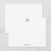 Moderne Initiaal Monogram zwart-witbriefkaart Notitiekaartje (Voorkant / Achterkant)