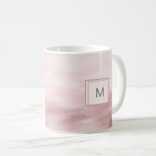 Moderne Initiaal Pastel Roze Mok van de Slag van d (Voorkant rechts)