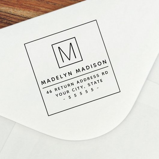 Moderne initiaal-retour van monogram rubberstempel