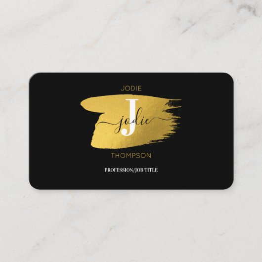 Moderne Initiaal voor zwart-wit en goudmonogram Visitekaartje (Voorkant)