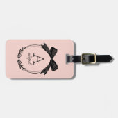 Moderne Initiaal Zwarte Strik Blush Roze Monogram Bagagelabel (Voorkant horizontaal)