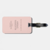 Moderne Initiaal Zwarte Strik Blush Roze Monogram Bagagelabel (Achterkant horizontaal)