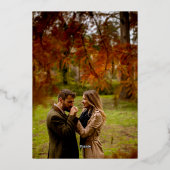 Moderne initialen 4 foto's net trouwgoud folie uitnodiging (Achterkant)