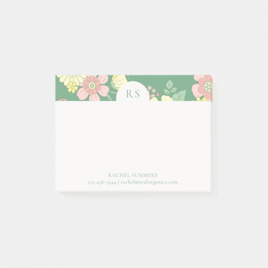 Moderne Initialen Boho Floral Kleurrijk Post-it® Notes (Voorkant)