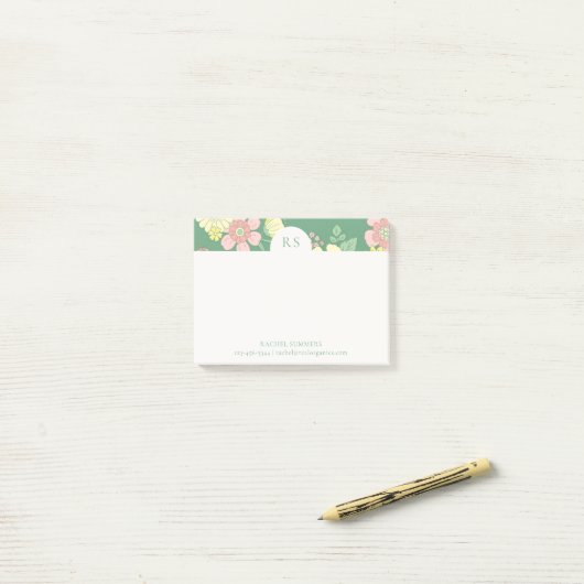 Moderne Initialen Boho Floral Kleurrijk Post-it® Notes (Op bureau)