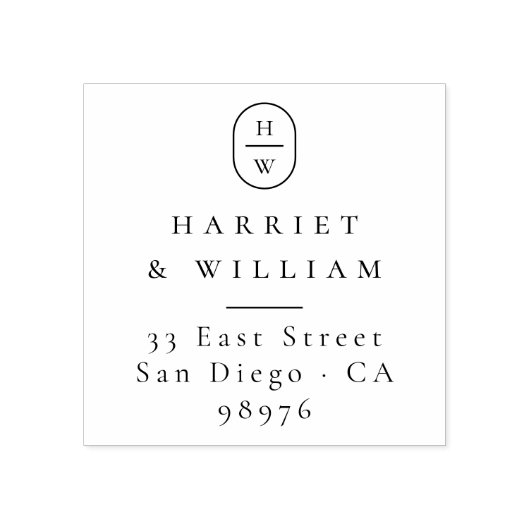 Moderne Initialen bruiloft Monogram Retouradres Rubberstempel (Afrduk)
