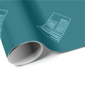 Moderne Initialen en naam | Donkerblauw & Blauwgro Cadeaupapier (Rol Hoek)