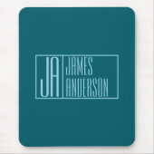 Moderne Initialen en naam | Donkerblauw & Blauwgro Muismat (Voorkant)