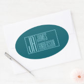 Moderne Initialen en naam | Donkerblauw & Blauwgro Ovale Sticker (Envelop)