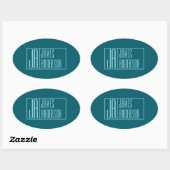 Moderne Initialen en naam | Donkerblauw & Blauwgro Ovale Sticker (Vel)