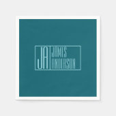 Moderne Initialen en naam | Donkerblauw & Blauwgro Servet (Voorkant)