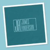 Moderne Initialen en naam | Donkerblauw & Blauwgro Servet