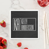 Moderne Initialen en naamaanaam Logo | Zwart-wit Servet (Insitu)