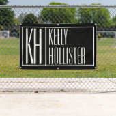 Moderne Initialen en naamaanaam Logo | Zwart-wit Spandoek (Insitu)