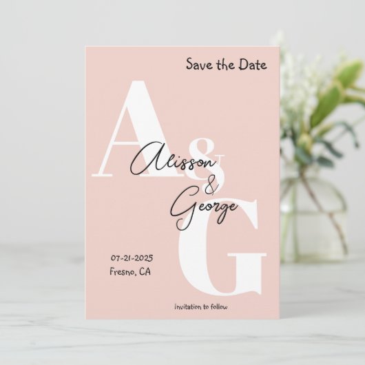 Moderne Initialen Foto Save The Date (Staand voorkant)