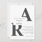 Moderne Initialen huwelijksuitnodiging Kaart (Voorkant)
