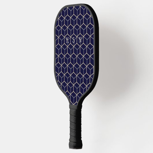 Moderne Initialen koelen Abstract patroonblauw Pickleball Paddle (Links)