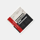 Moderne Initialen met marmer Black White en Red We Servet (Hoek)