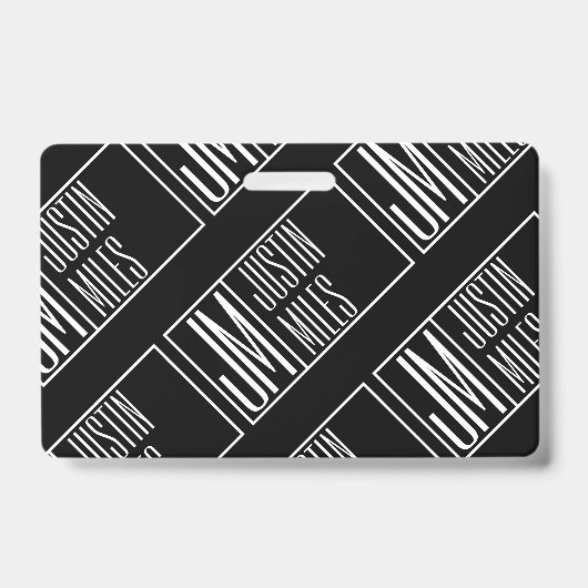 Moderne Initialen met Naam Monogram Patroon Badge (Voorkant)