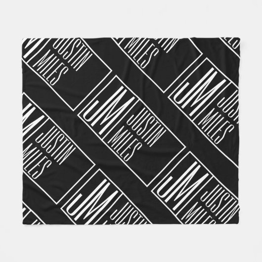 Moderne Initialen met Naam Monogram Patroon Fleece Deken (Voorkant (Horizontaal))